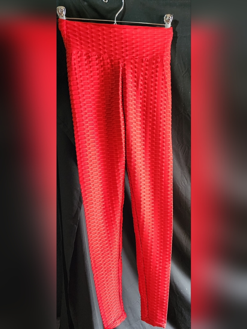 Women's Red Stretch Leggings with Elastic Waistband
